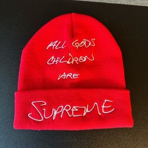 Supreme Red Beanie (all gods children edition).
